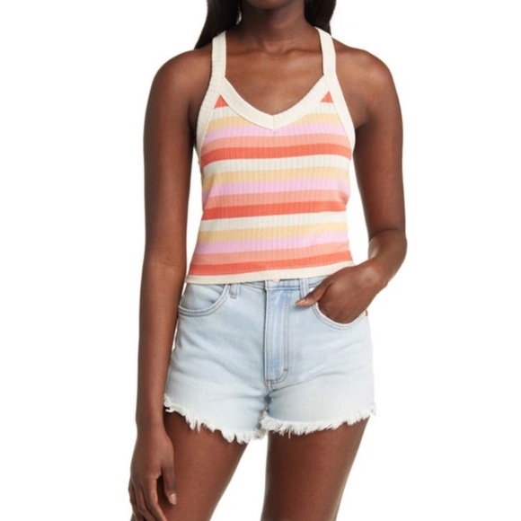 Rip Curl Orange Pink Fitted Tank Top - Picture 1 of 5